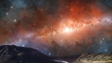 空间场景。 多彩的星云中的银河带着湖泊和冰川。 Nasa提供的内容。 3d渲染.